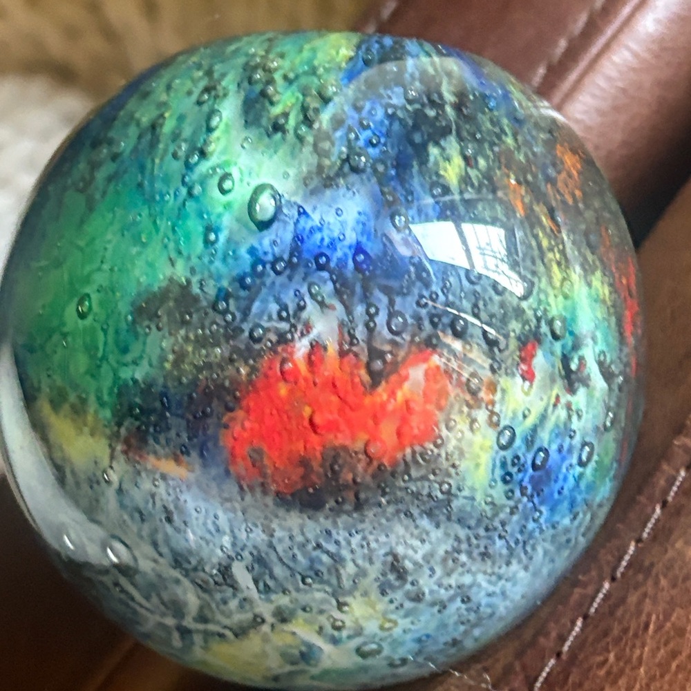 Abstract Blue and Green Glass Sphere